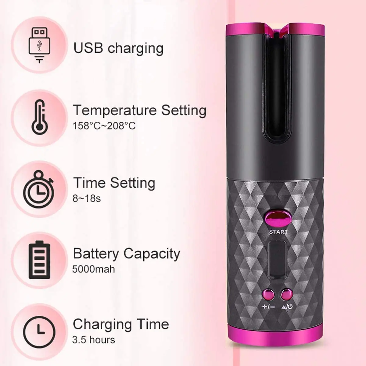 Автоматическая Плойка для волос вращающийся щипцы завивки с USB керамическая