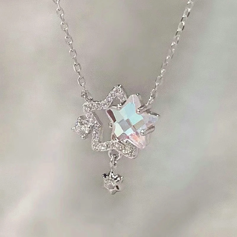 Женское ожерелье с кулоном в виде звезды из циркония