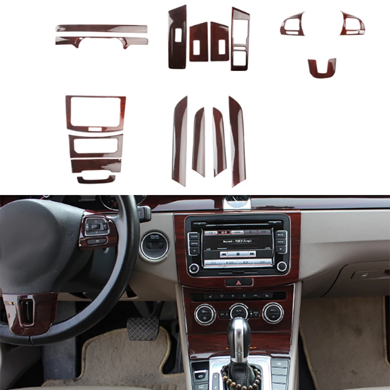 

Fit for vw Magotan B7 2012-2016 modified peach wood interior patch car center console door decoration easy installation