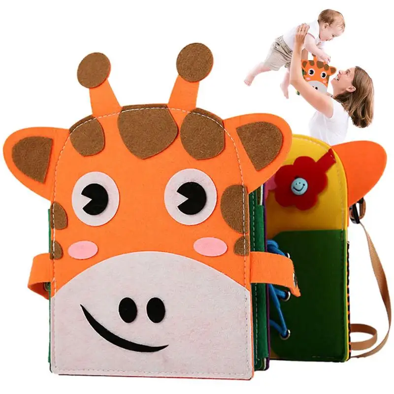 

Войлочная сумка с милым жирафом, игрушка Монтессори для малышей, Дошкольное обучение, мягкая игрушка для путешествий, сенсорная развивающая занятая книга для мальчиков