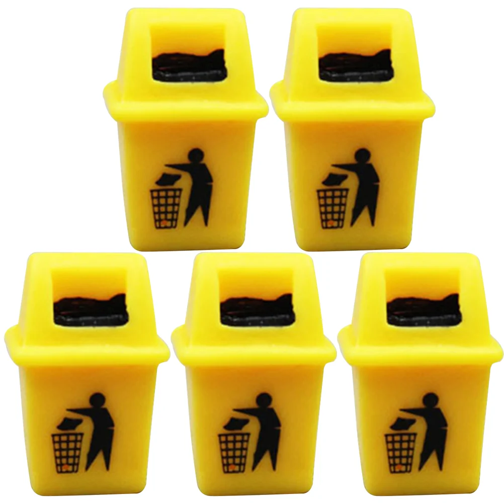 

5 Pcs Trash Can Model House Decor Kids Garbage Bin Miniature Toys Small Simulation
