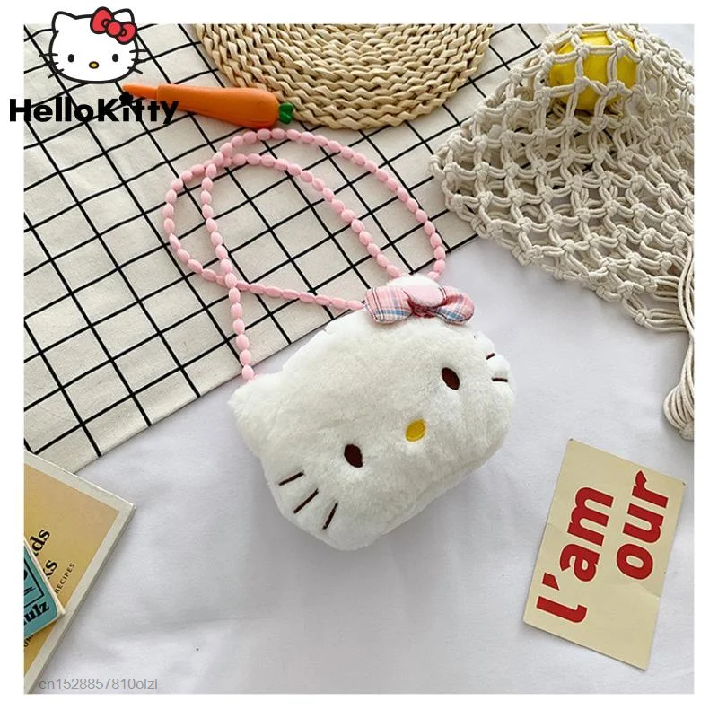 Kawaii Sanrio Hello Kitty Plush Shoulder Bags Cute Girl Crossbody Shopping Mobile Phone Bag Soft Storage Bag Baby Boy Girl Gift