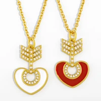 collares de moda 2022 mujer gold plated heart necklace for women zircon enamel pendant short chain designer jewelry couple gifts