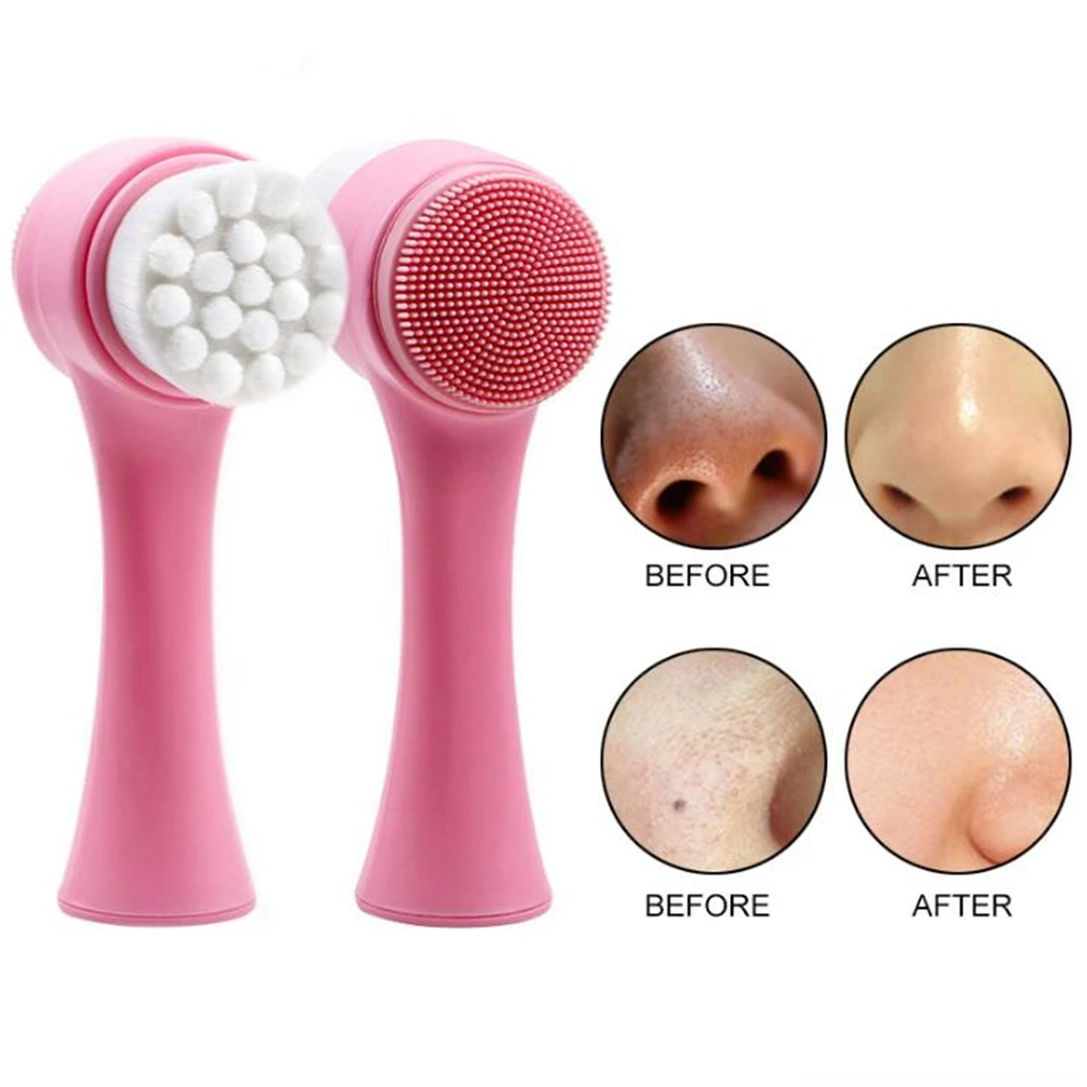 

Double-sided Facial Cleansing Brush Facial Massage Cleanser Brush Silicone Face Skin Care Tool Makeup Remover Brush Beauty Tools