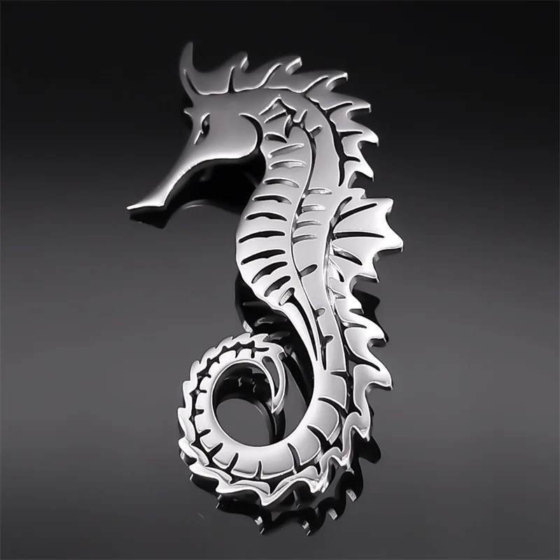 Брошь морской конёк из нержавеющей стали