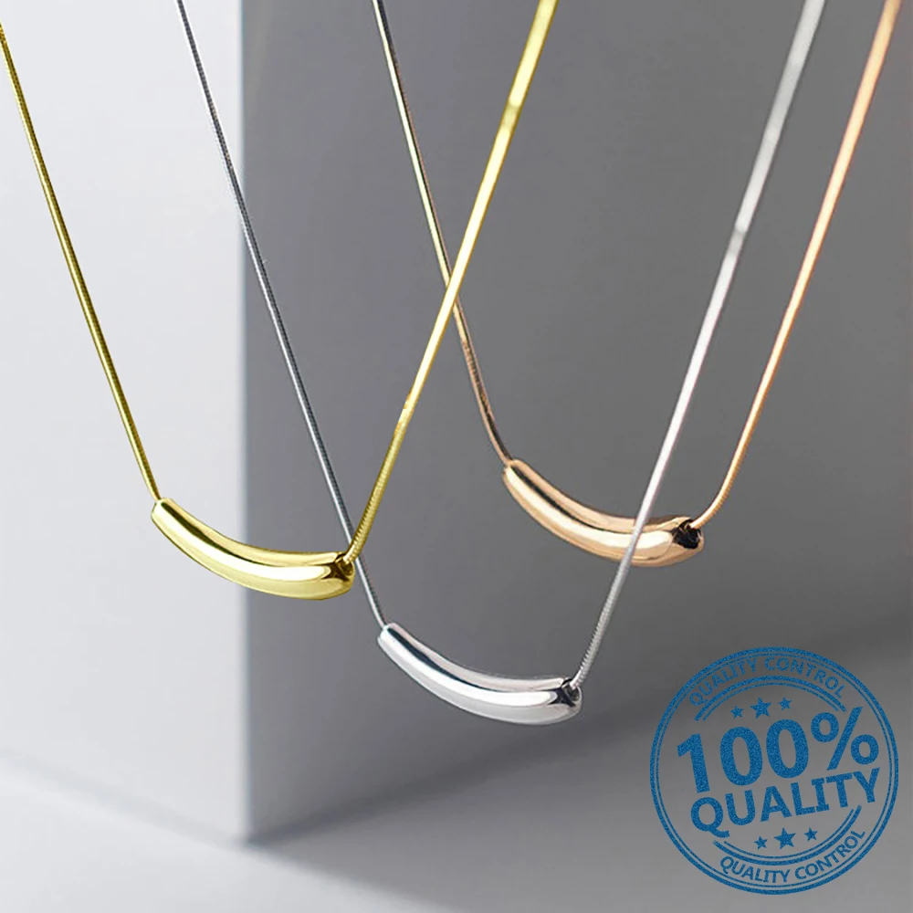 

Bend Tube Small Eggplant Necklaces For Women Female minimalist Personality Designer Pendant Clavicle Chain collares para mujer