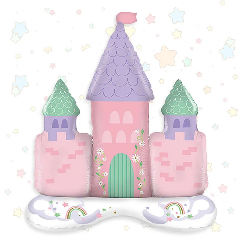 

Розовый стоячий замок, воздушный шар, сказочные сказки, дом принцессы, алюминиевая пленка, балон для счастливых девушек, день рождения, детс...