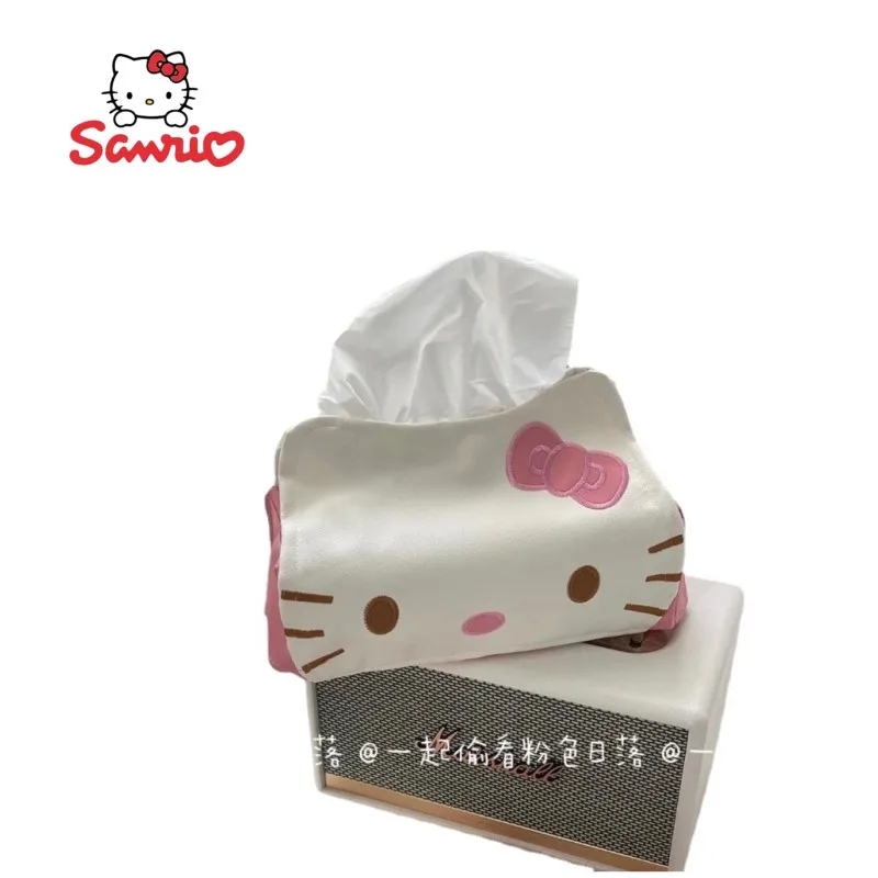 

Sanrio kawaii anime cartoon Hello Kitty tissue box living room bathroom high-value cute paper box girly heart desktop bedroom