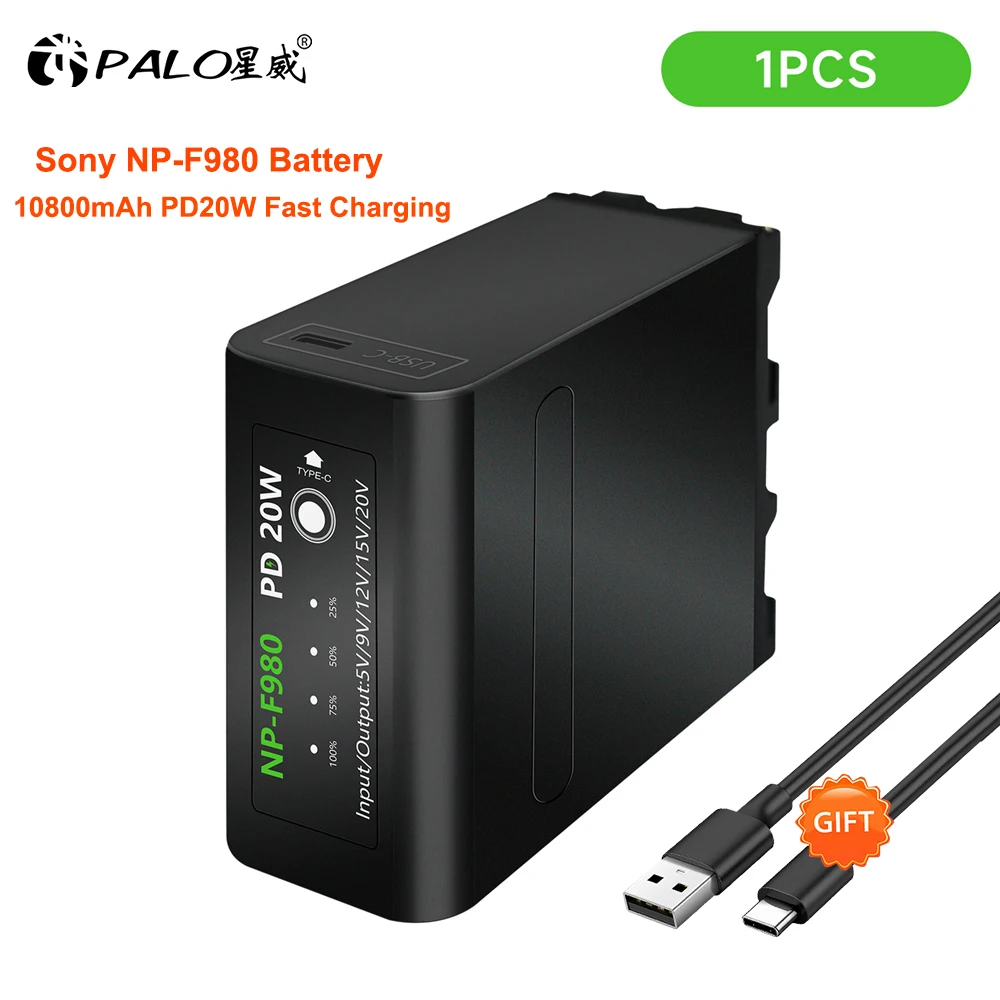 PALO, 1 шт., 10800 мАч, Φ NPF960 NPF970, аккумулятор с USB-выходом зарядки для Sony, Φ MC1500C