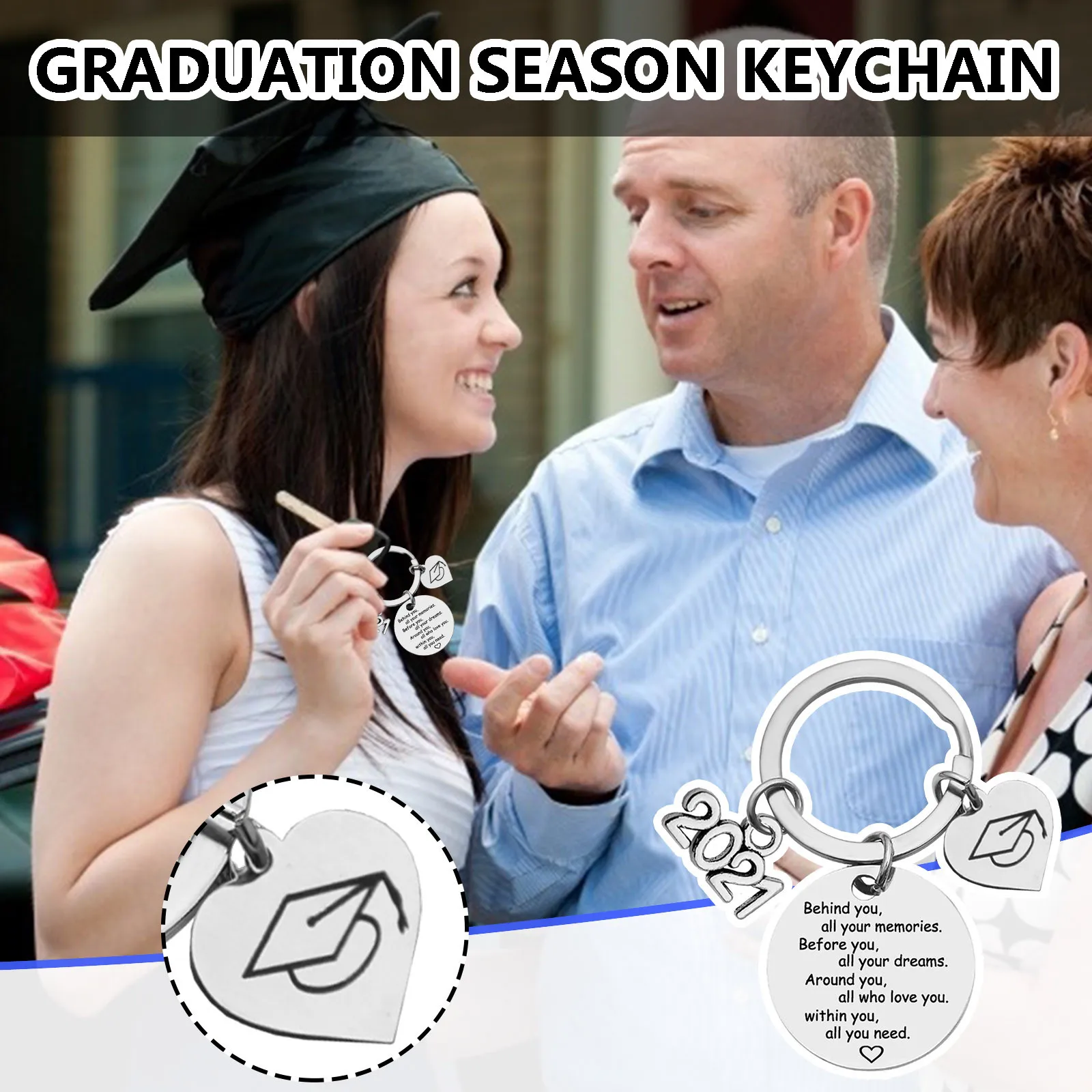 

Подарок на памятный класс 2021, брелок для ключей для школы выпускного, с орнаментом «велико внук», для студентов, рождественские три украшени...