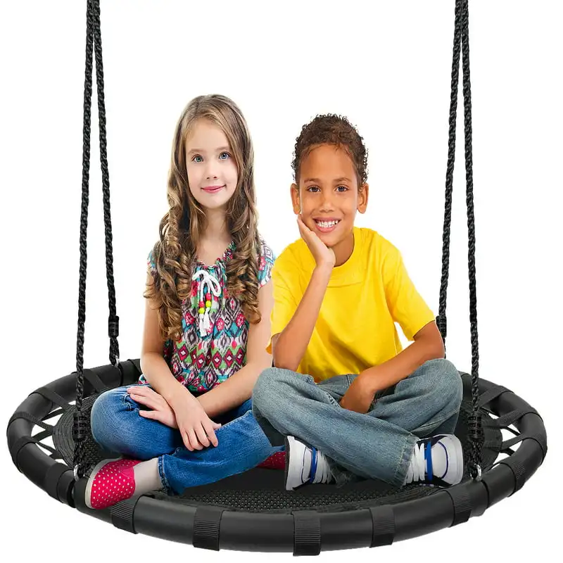 

Swing – Kids Indoor/Outdoor Round Mat Swing – Great for Tree, Swing Set, Backyard, Playground, Playroom – Accessories Incl