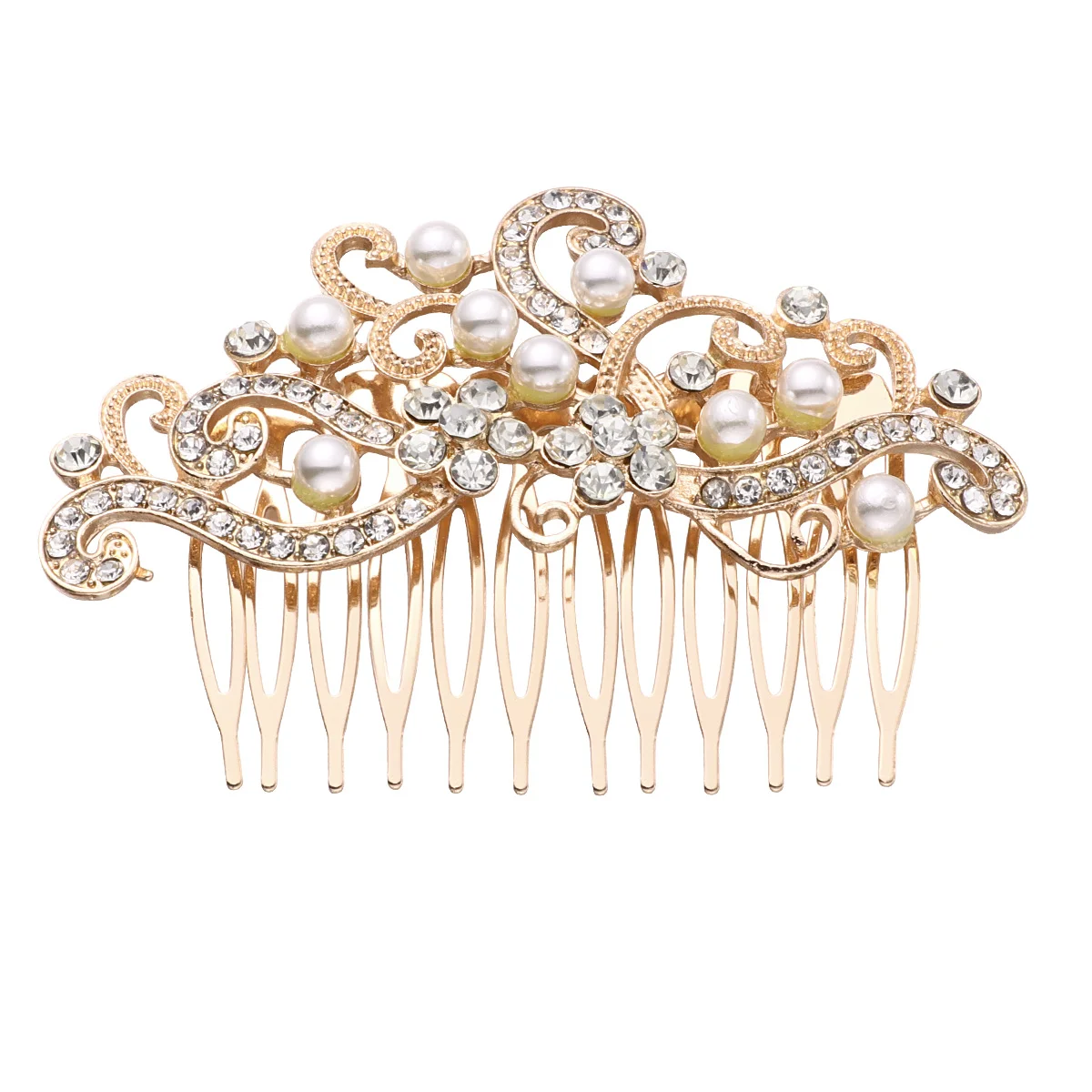 

Pearl Bridesmaid Rhinestone Barrettes French Side Comb Small Costume Accessories