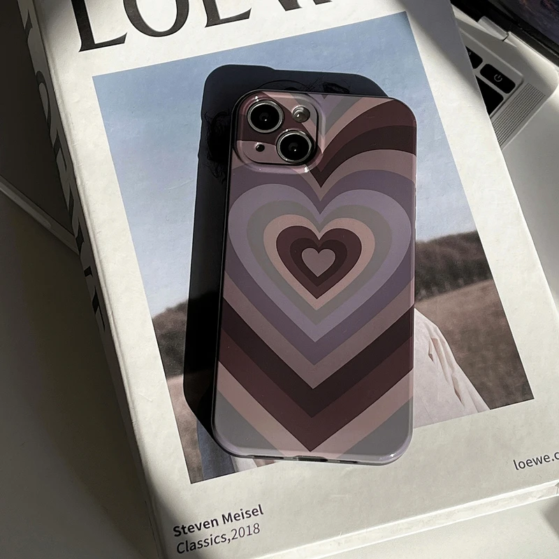 

Korean Cute Gradient Colorful Love Heart Phone Case For iPhone 14 Pro Max 13 12 11 Pro Max Cases Shockproof Soft Cover Coque