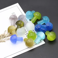 5pcs natural mushroom shape mixed colors grey agates blue white tiger eye stone loose beads women ornaments gift size 15x20mm