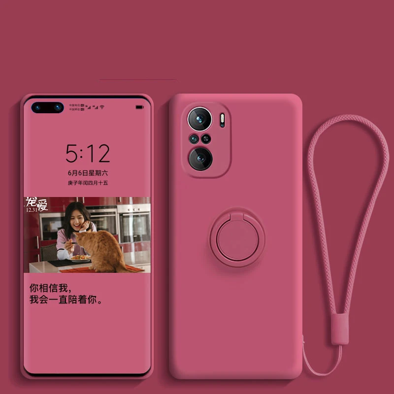

Liquid Silicone Case For Xiaomi Mi 11 Ultra 10T 10 Lite Car Magnetic Holder Cover For Redmi Note 10 Pro Finger Ring Stand Case