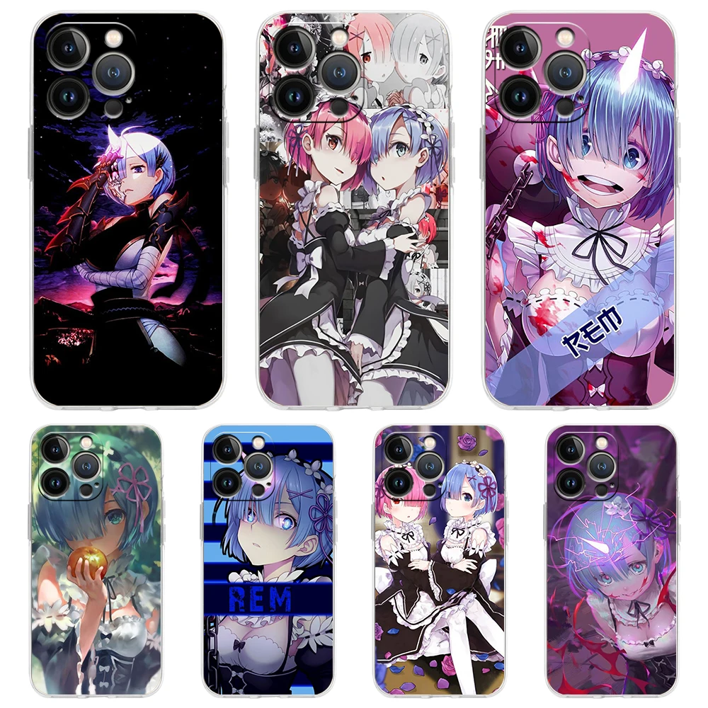 

Ram Rem ReZERO Case for iPhone 14 13 12 Pro Max Cover Transparent Soft for iPhone 11 Pro Max 7 8 Plus X XS SE 2020 Shell