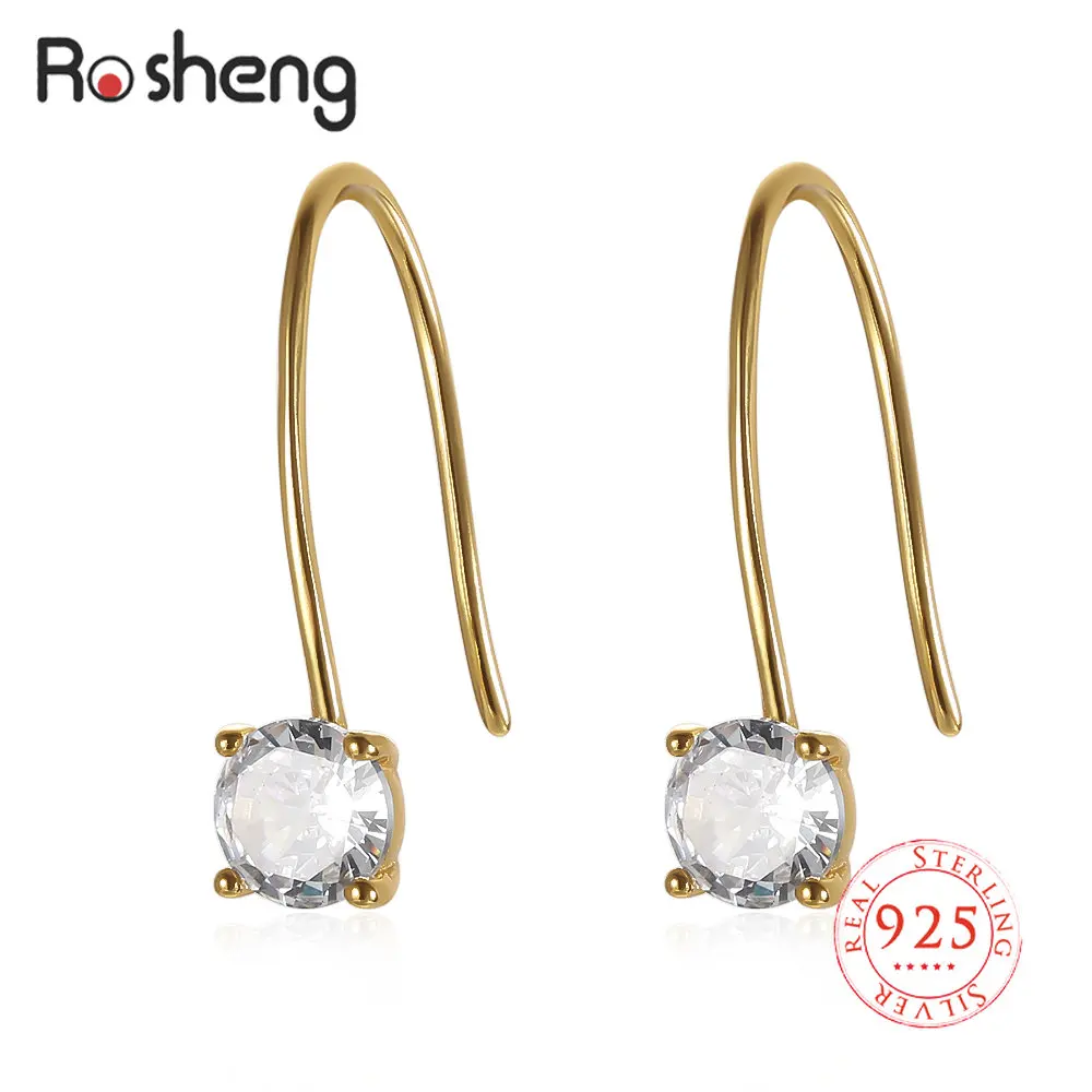

100% S925 Elegant Luxury Multicolor Crystal Zircon Birthstone for Women Ear Hook Gold Color Plated Jewelry Birthday Party Gift