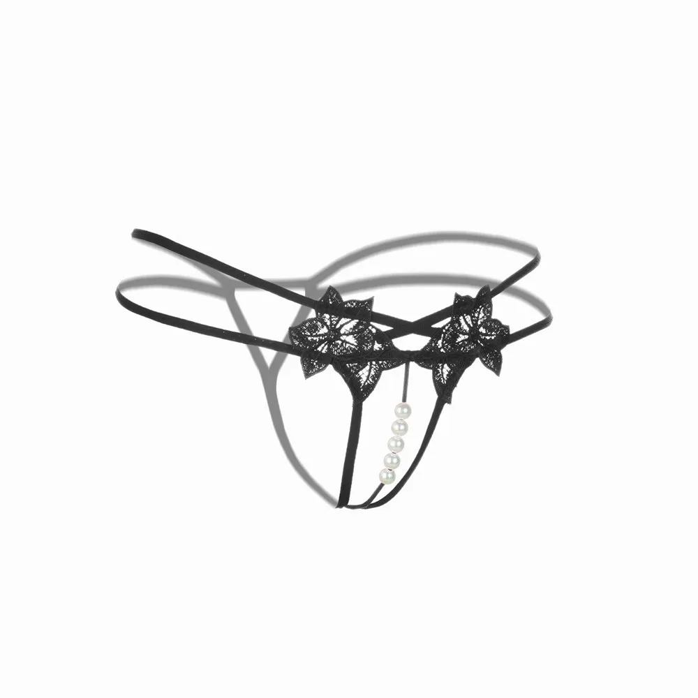 

Sexy Hollow Out Women Lingerie G-string Double Strap Pearl Massage Underwear Open Crotch Thong Low Waist Temptation Panties