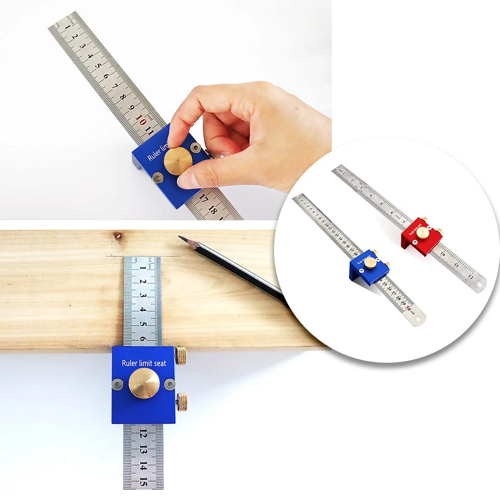 

30cm Stainless Steel Scribing Ruler Professional Double Scale Woodworking Rulers Carpenter Tools Accessories Blue