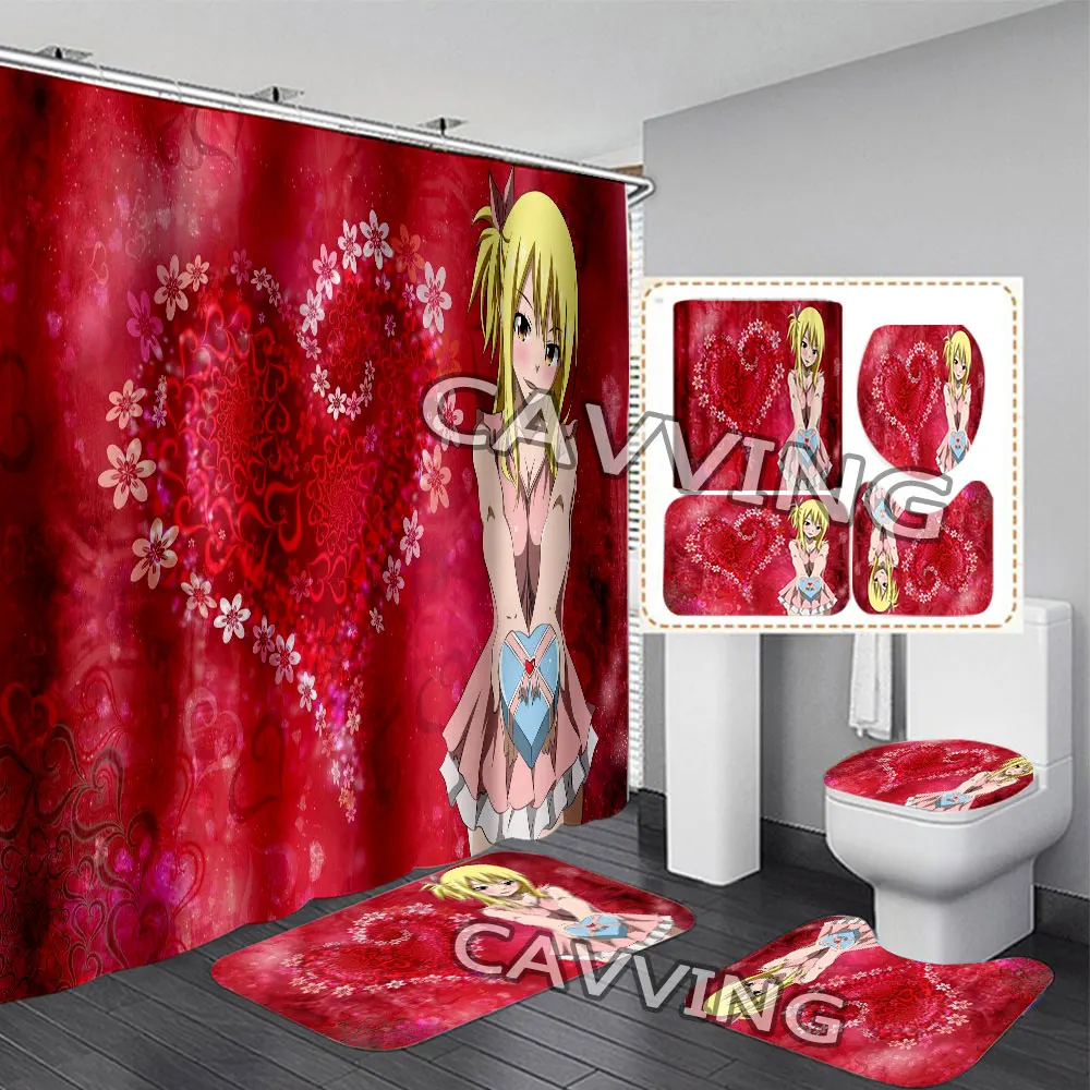 

Fairy Tail 3D Shower Curtain Waterproof Bathroom Curtain Anti-slip Bath Mat Set Toilet Rug Carpet Home Decor H05
