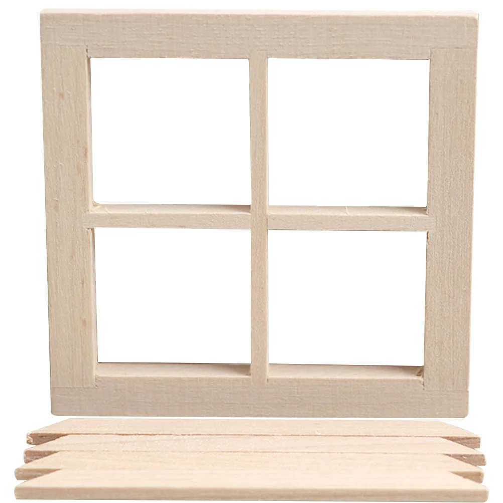 

Dollhouse Doors Windows Model Uncolored Mini Adornment Dolly Wooden DIY Blank Baby Accessories