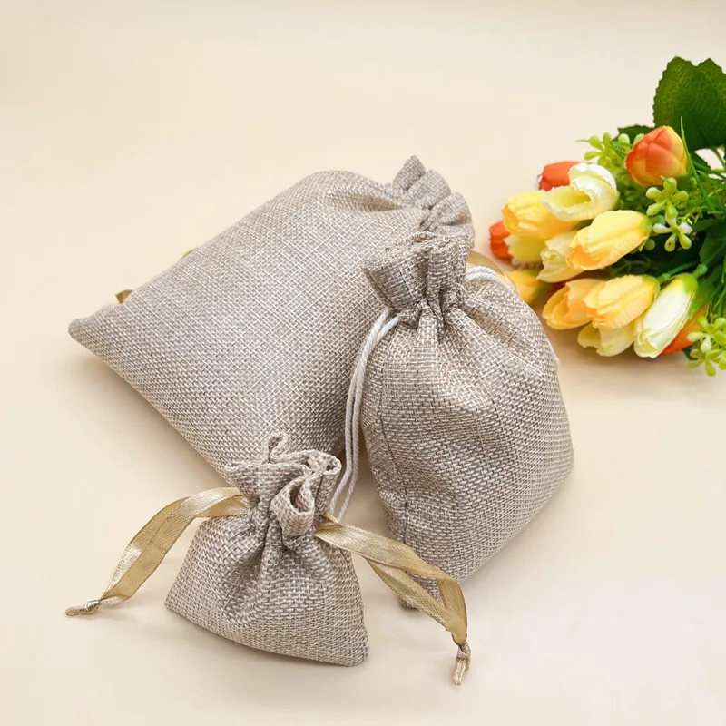 25 шт. мешок из мешковины с джутовыми мешками на шнурке джутовые мешки упаковочные