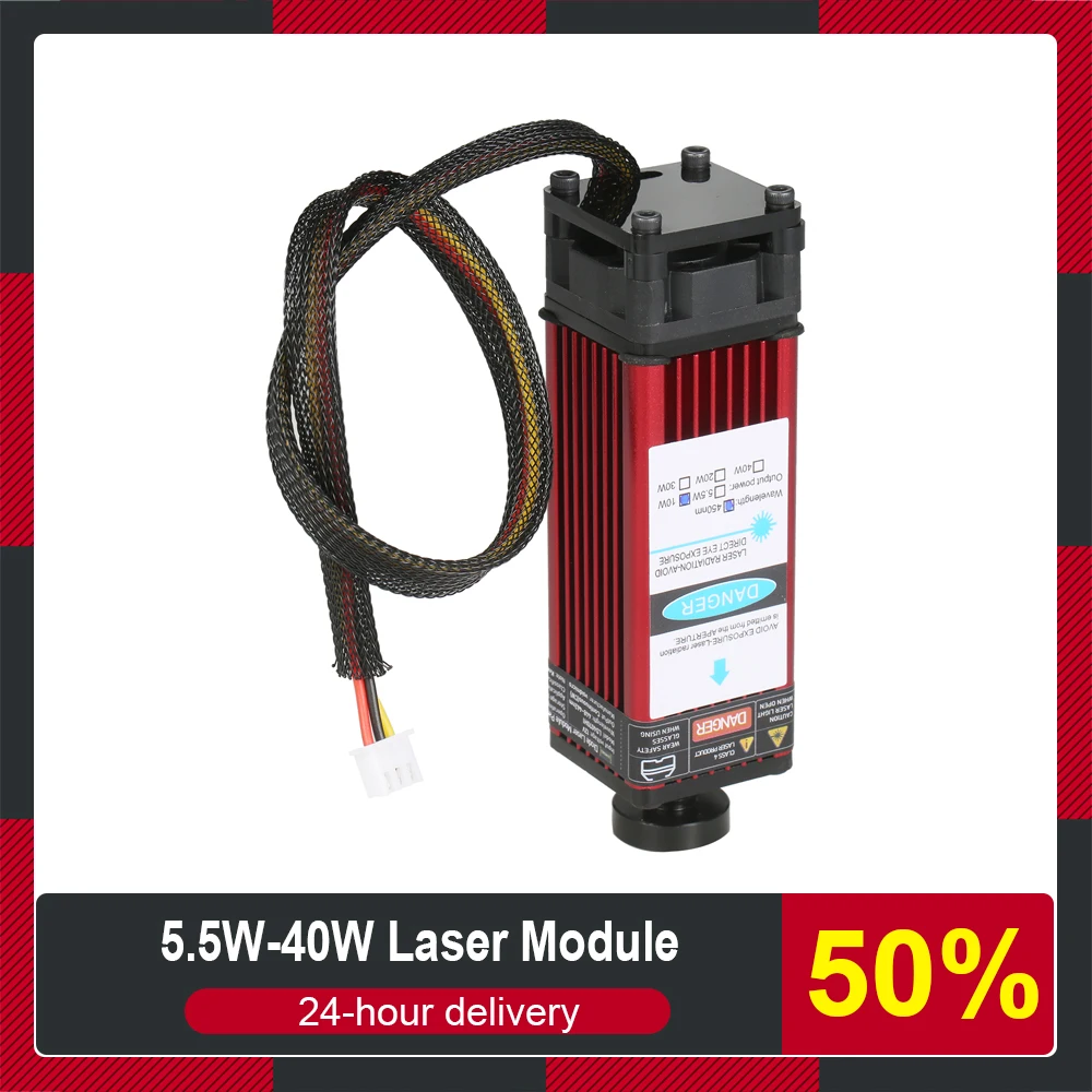 5.5W 10W 20W 30W 40W Laser Module 450nm Engraving Laser Head Fixed Focal Length High Precision Engraving for CNC Laser Engraver