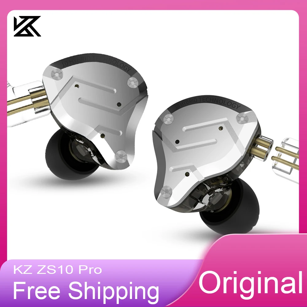 

KZ ZS10 Pro Earphones 1DD 4BA Metal Hybrid Unit HIFI Bass Earbuds In Ear Monitor Sport Noise Cancelling Headset KZ ZAX ZSX ASX