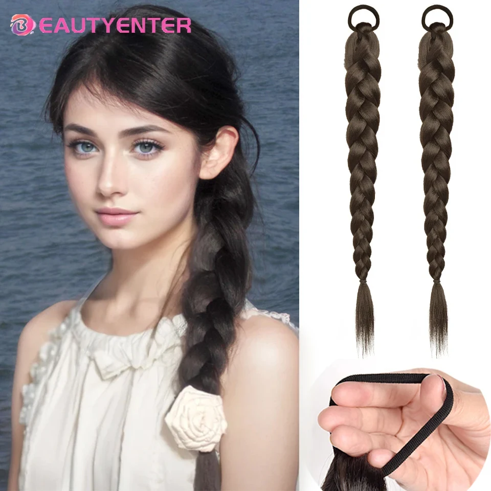 Красивые синтетические плетеные удлинители волос для конского хвоста с