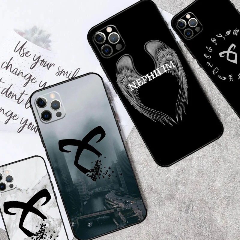 Фото Противоударный чехол с логотипом Angelic Rune из «Охотников за тенью» для iPhone 17 Pro Max, 11, 14, 15, 16 Plus, 12, 13 Mini, 16e, 17 Air №1