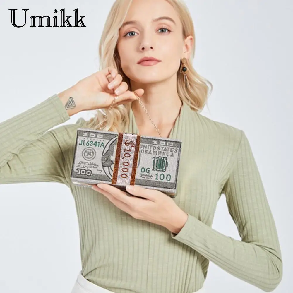 Стразы кошельки-клатчи для денег 10000 долларов складные сумки с наличными