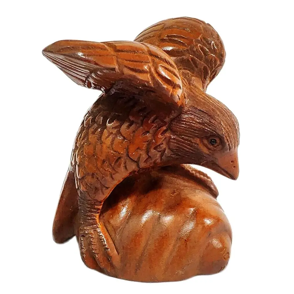 RS245 2 дюйма ручная резка японская фигурка самшит Орел и обезьяна скульптура