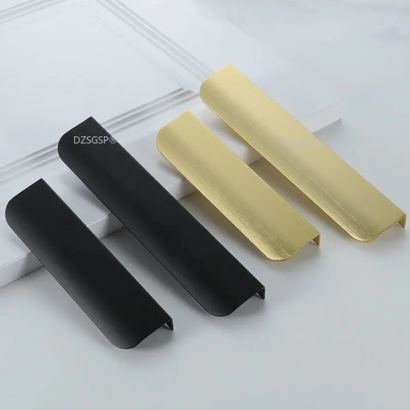 

Black Silver Hidden Cabinet Handles Kitchen Cupboard Pulls Drawer Knobs Bedroom Door Furniture Handle Hardware