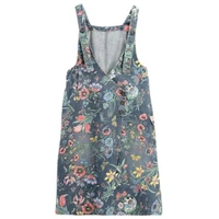 print denim dress summer womens overalls dress floral casual loose beach boho dress woman jeans maxi dresses xxl