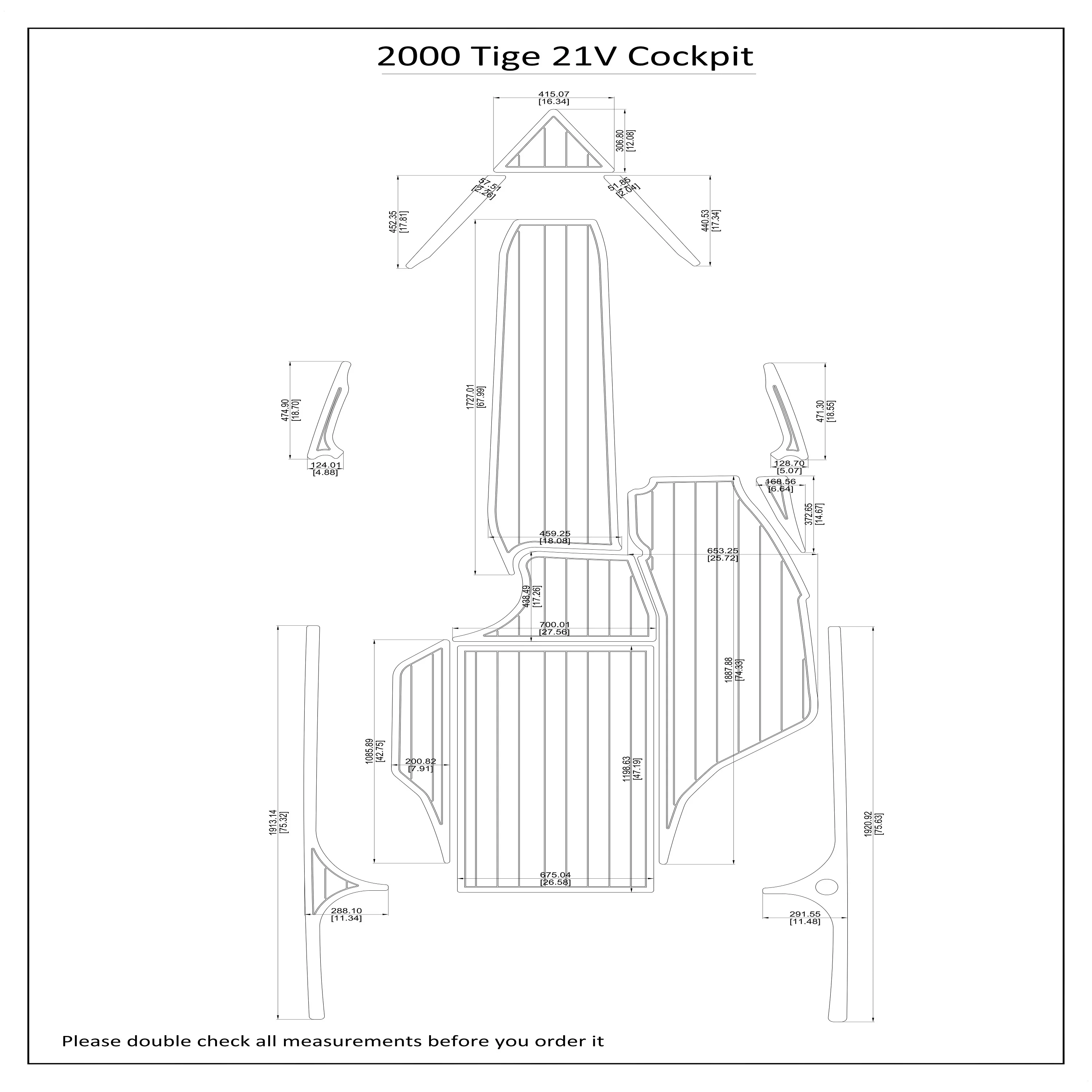 

2000 Tige 21V Cockpit Boat EVA Faux Foam Teak Deck Floor Pad