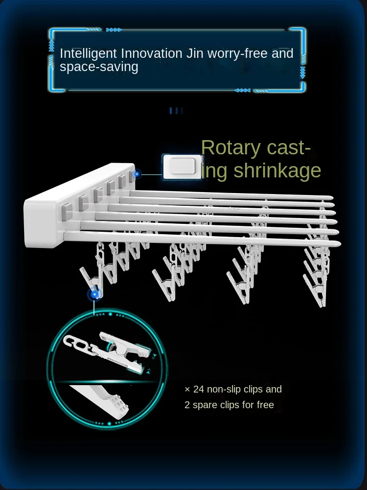 

YY настенный многоклипсовый выдвижной складной для дома и балкона без перфорации