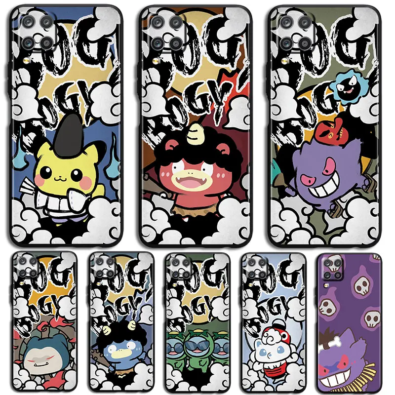 

Cute Pokemon Pikachu Phone Case For Samsung Galaxy A10 A20 A30 A2 Core A40 A50 S E A60 A70S A70 A80 A90 Black luxury Funda Cover
