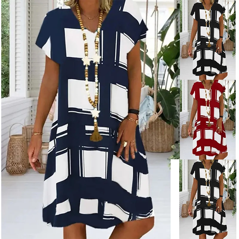 

Женское винтажное платье с коротким рукавом и V-образным вырезом