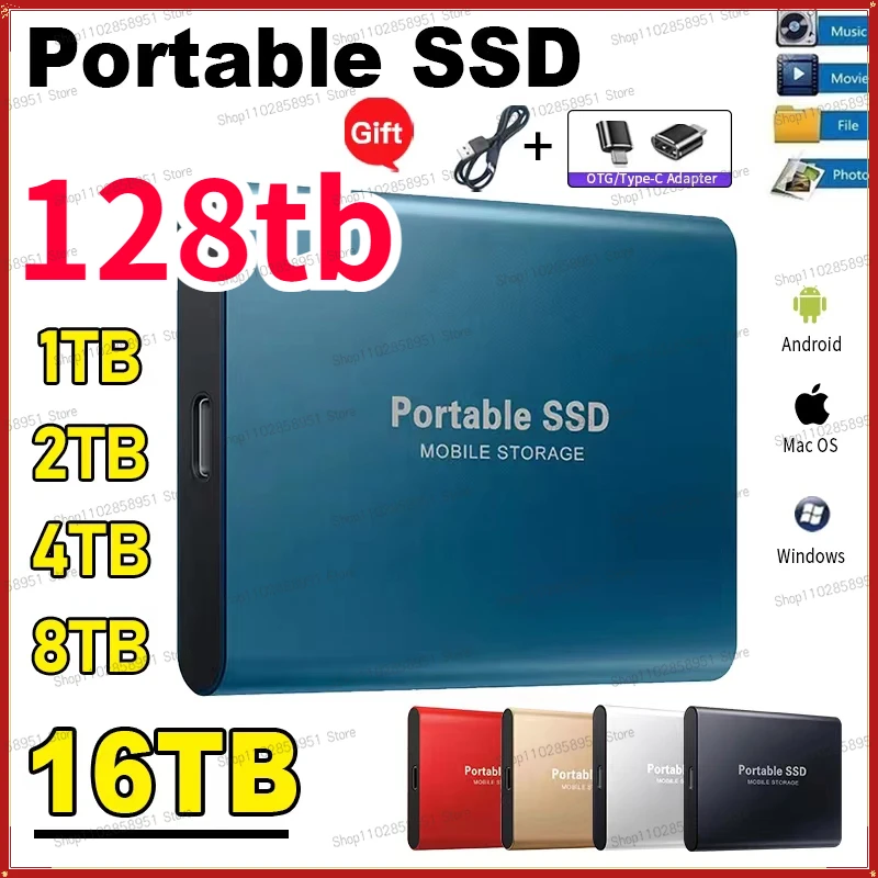 

128TB Original SSD 2TB M.2 Portable External Solid State Hard Drive Type-C/USB 3.1 64GB Mobile Hard Disk ssd диск For Laptop ps5