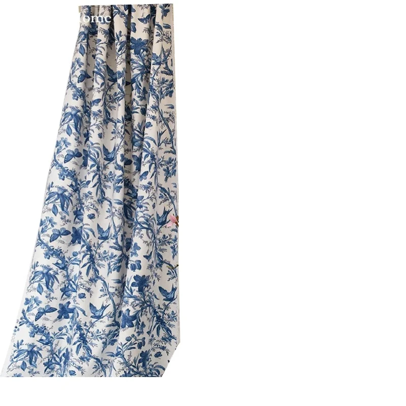 Шторы с изображением цветов островка бабочки синие занавески для гостиной