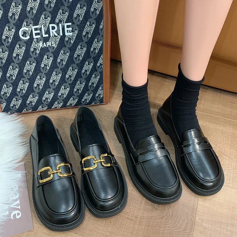 

The New Fashion Platform Shoes for Women 2022 Casual Comfortable Slip-on Lolita Shoes Black Chunk Sneakers Women Designer Lofers