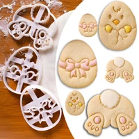 3pcs new easter plastic cookie cutter rabbit egg biscuit cutter 3d cartoon bunny molds baking tools easter party diy decoration