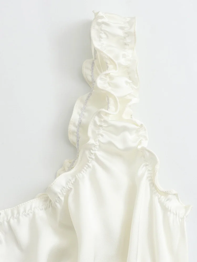 Новинка 2024 года модные женские атласные комплекты из двух предметов с оборками и