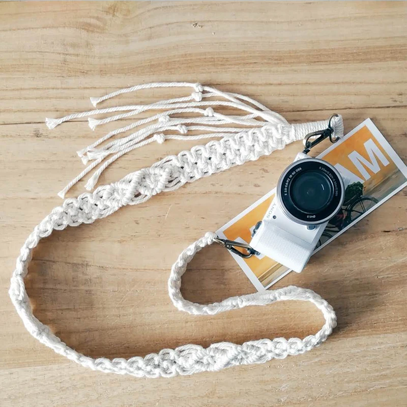 

Hand-woven Macrame Wall Hanging Tapestry Camera Strap Retro Literary Connection Buckle Decompression Shoulder Strap for SLR Boho