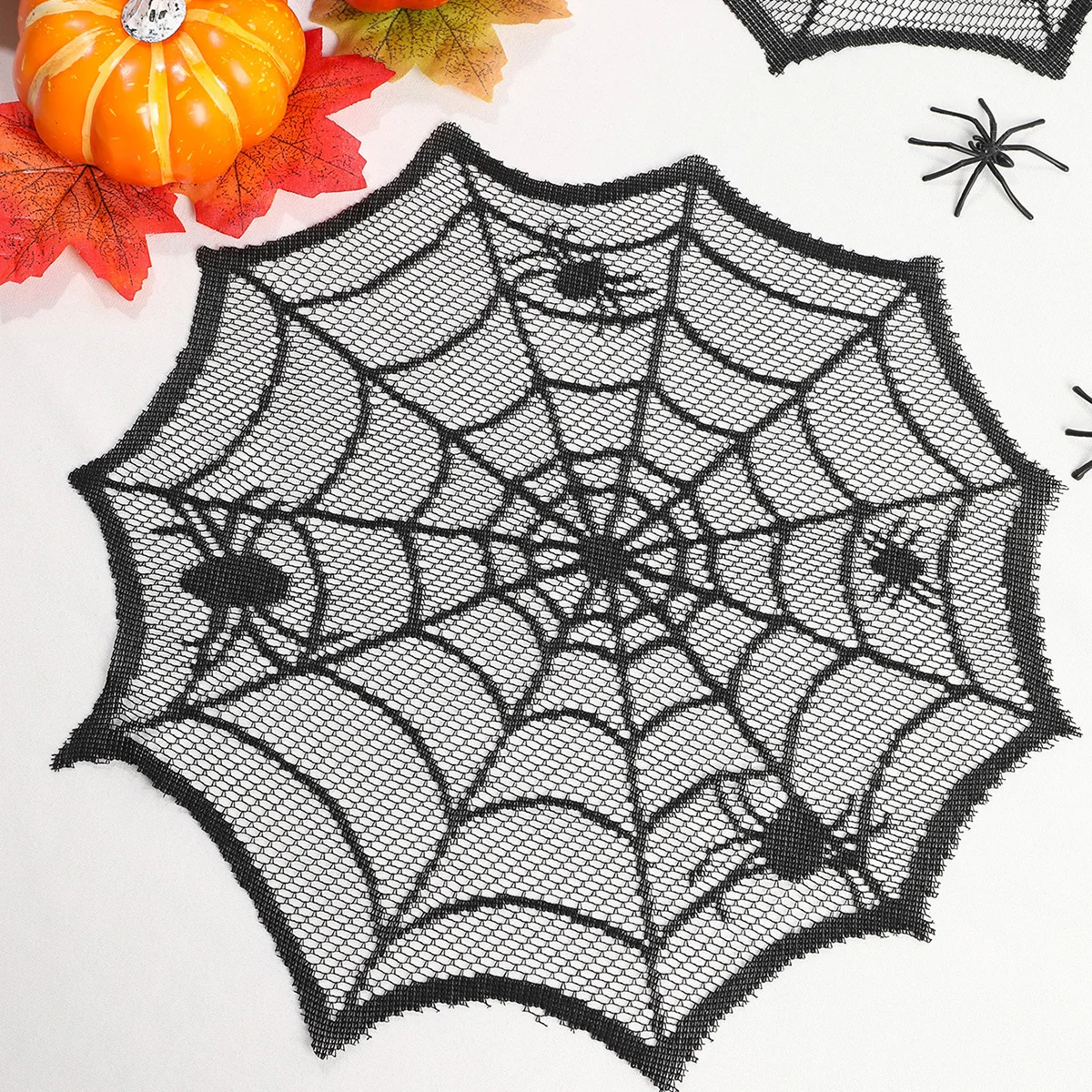 Черная кружевная подложка в виде паутины на Хэллоуин искусственные украшения