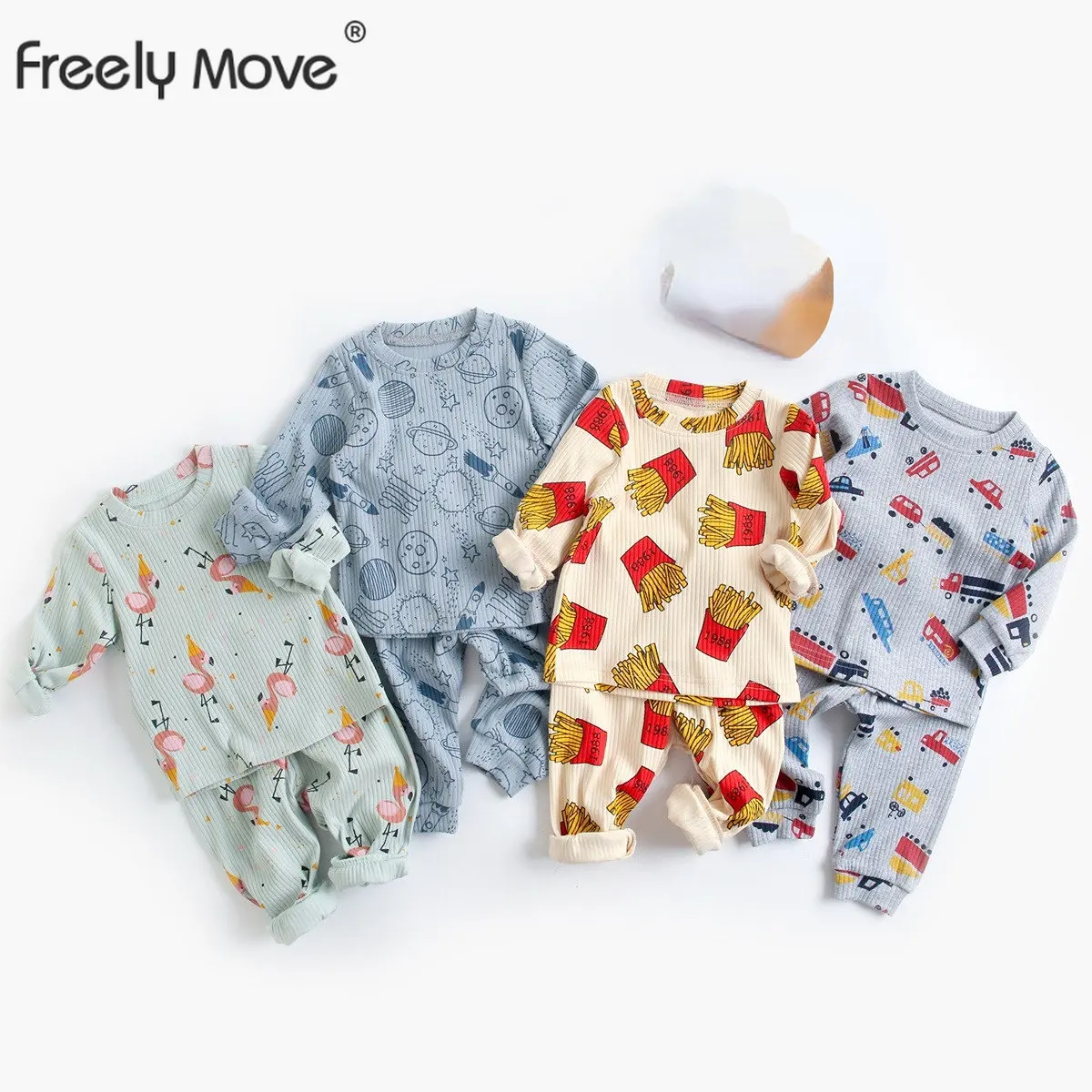 

Freely Move Kids Boys Sleepwear Baby Girl Spring Cotton Sets Children Homewear Pajamas for Boy Kids Nightwear Toddler Clothes