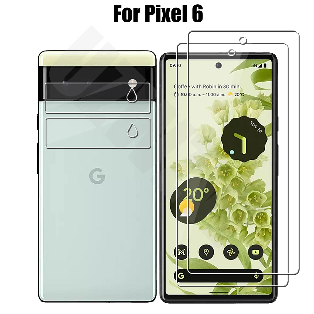 4 in 1 For Google Pixel 7 6 6A 5 4A 5A 5G 4 XL 4XL (2pcs) Tempered Glass Screen Protectors & (2pcs) Camera Lens Protective Film