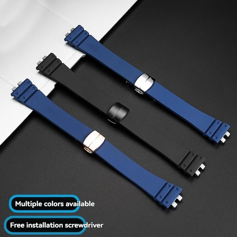 Фото Для Casio GMW-B5000 GM-B2100 MRG-B5000 черный, синий, вогнуто-выпуклый ремешок из фторкаучука, ремешок для часов, модифицированный мужской ремешок №2