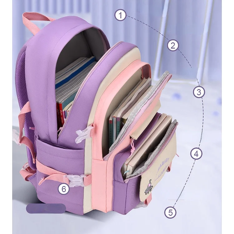 Girls Sweet Korean Style Large Capacity Backpacks for Boys New Children Students Simple Oxford School Bags for Travel All-match