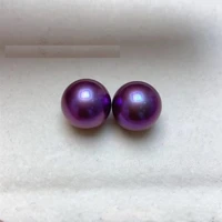 charming high end pair of 9 10mm natural south sea genuine purple lavender round good luste loose pearl jewelry